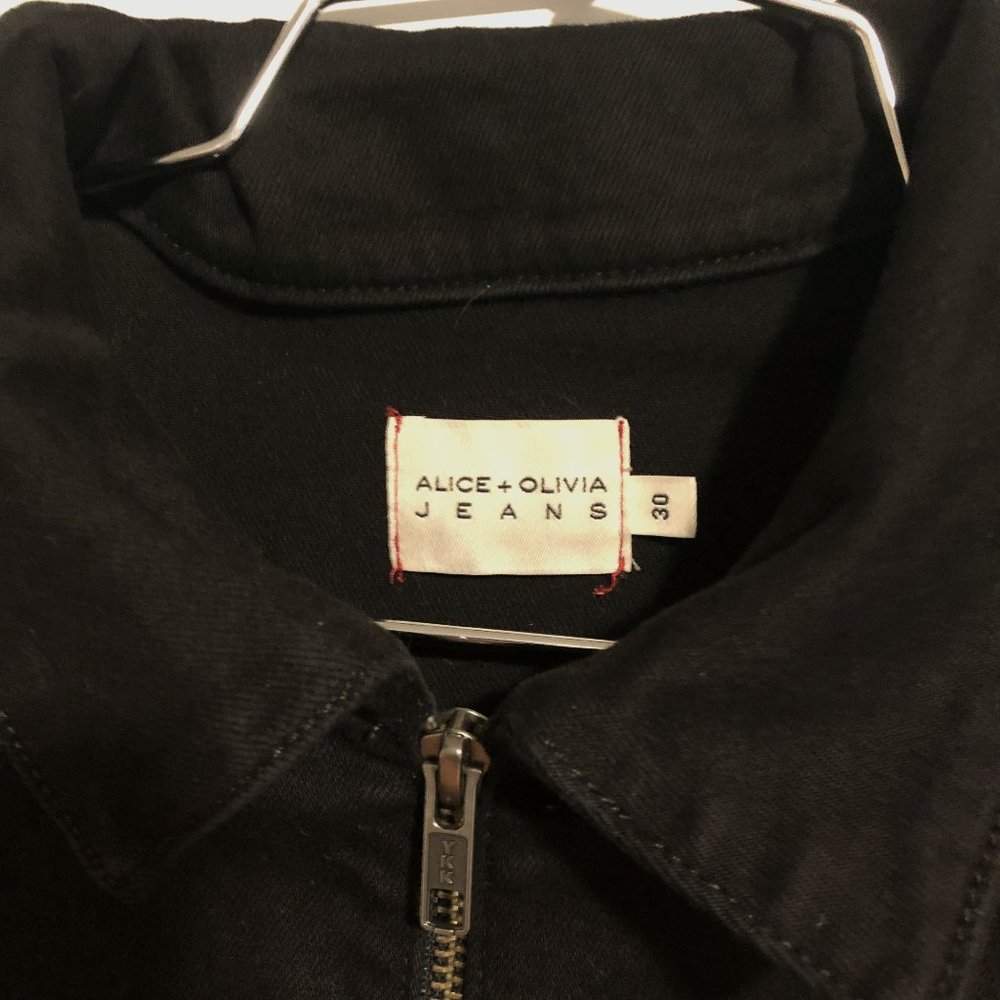 Alice + Olivia Black Denim Flare Jumpsuit